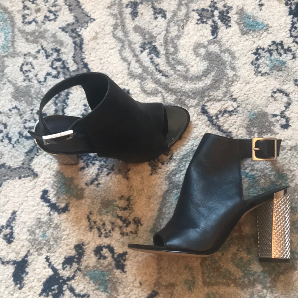 Calvin Klein Peep Toe Leather Heels